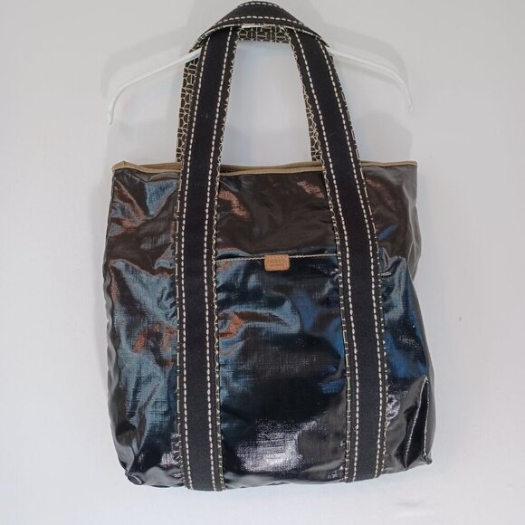 Fossil Key Per Bag Large Black Waxed Canvas Shoulder Tote - Picture 6 of 16